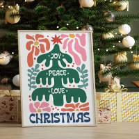 Boho Christmas Tree Joy Peace Love Colourful