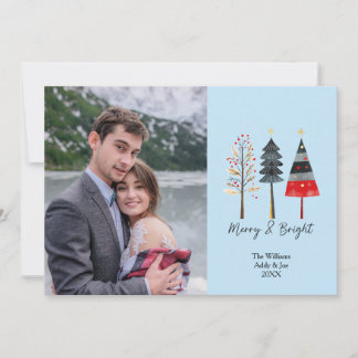 Boho Christmas Trees Cute Custom Photo Holiday Card