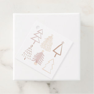Boho Christmas Trees Dusty Pink Holiday Favour Tags