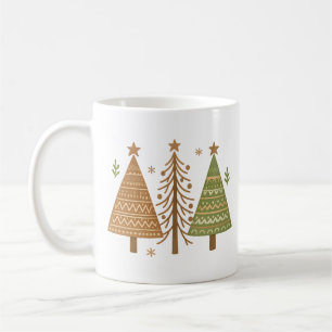 Boho Christmas Trees Neutral Holiday Style Coffee Mug