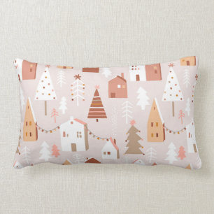 Boho Christmas Village Lumbar Pillow