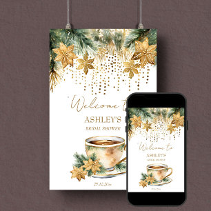 Boho Christmas winter bridal shower welcome sign
