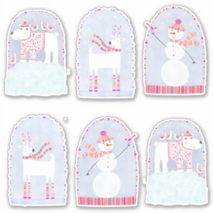 Boho Christmas Winter Deer Bear and Snowman