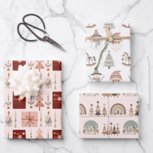 Boho Christmas Wrapping Paper Sheet
