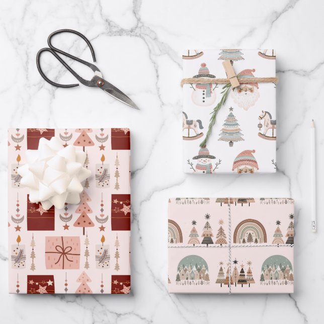 Boho Christmas Wrapping Paper Sheet (Front)