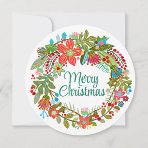 Boho Christmas Wreath Holiday Card