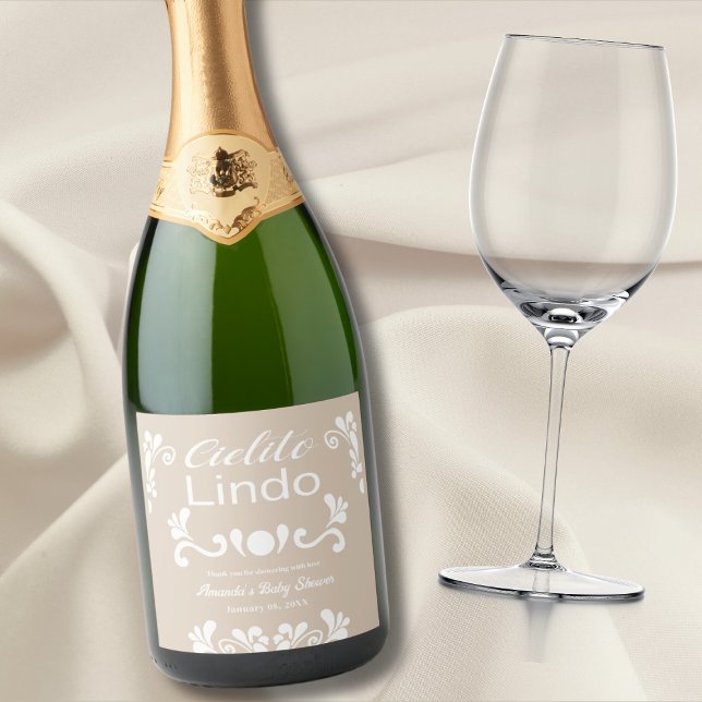 Boho Cielito Lindo Mexican Baby Shower Sparkling Wine Label (Creator Uploaded)
