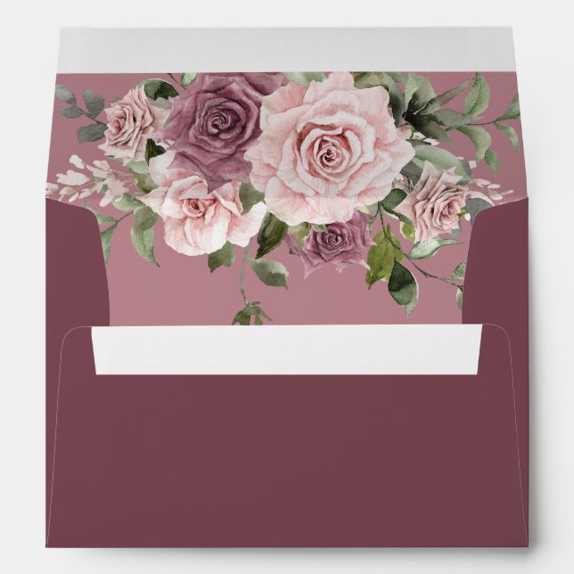 Boho Cinnamon Rose Blush Floral Greenery Envelope (Back (Bottom))
