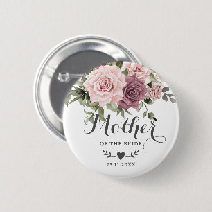 Boho Cinnamon Rose Blush Pink Floral Bridal Party 6 Cm Round Badge