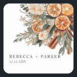 Boho cinnamon Winter botanical wedding sticker<br><div class="desc">Boho modern Wedding sticker featuring dry oranges and cinnamon.</div>