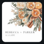 Boho cinnamon Winter botanical wedding sticker<br><div class="desc">Boho modern Wedding sticker featuring dry oranges and cinnamon.</div>