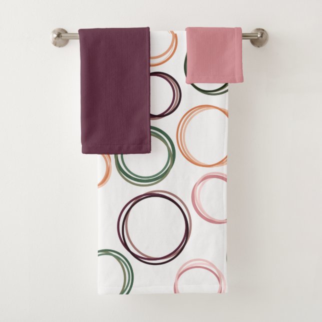 Boho Circles  Bath Towel Set (Insitu)