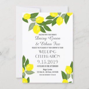 Boho Citrus Lemon Wedding Invitations