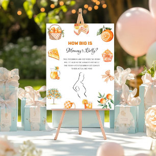 Boho Citrus Orange How big Mommy' baby Shower sign