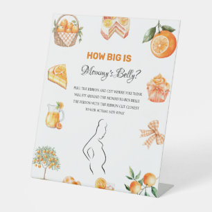 Boho Citrus Orange How big Mummy' baby Shower sign
