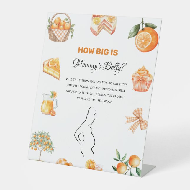 Boho Citrus Orange How big Mummy' baby Shower sign (Front)