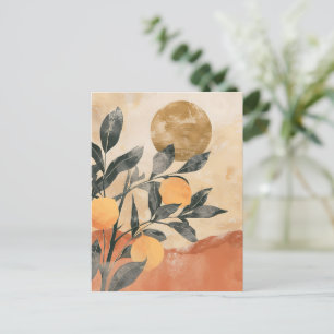 Boho Citrus Tree with Sun and Mountains Postcard