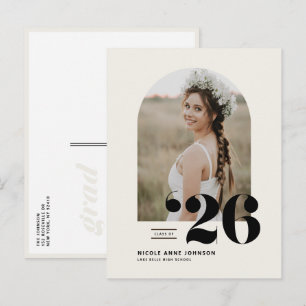 Boho Class of 2025 Arch Photo Graduation Announcement Postcard