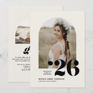 Boho Class of 2025 Arch Photo Graduation Invitation