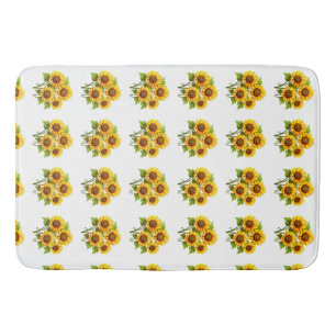 Boho Classic Cute Rustic mordern sunflower Bath Mat