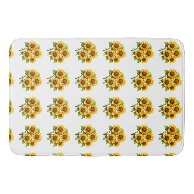 Boho Classic Cute Rustic mordern sunflower  Bath Mat (Front)