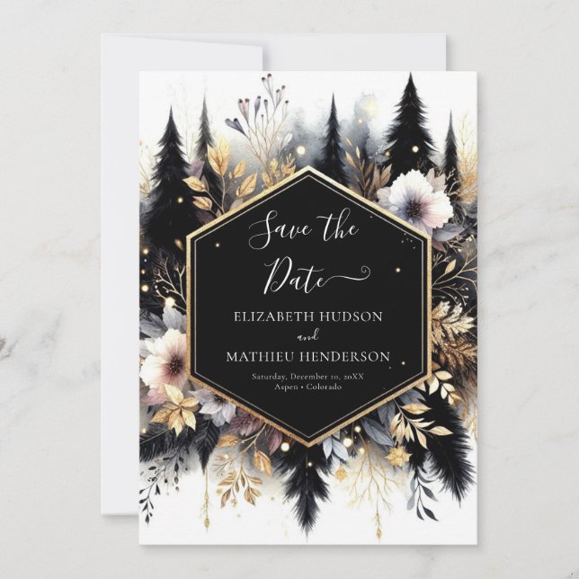 Boho Classic Enchanted Forest Weddin Save The Date (Front)