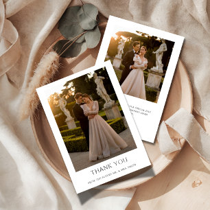 Boho Clean Typography 2 Photo Couples Shower  Thank You Card