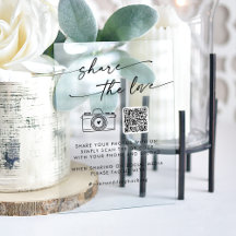 Boho Clear Acrylic Wedding Share the Love QR Code