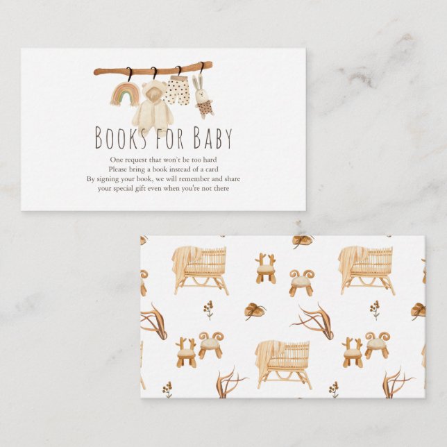 Boho Clotheline Baby Shower Books for Baby Enclosure Card (Front/Back)