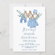 Boho Clothes Boy Baby Shower Invitation