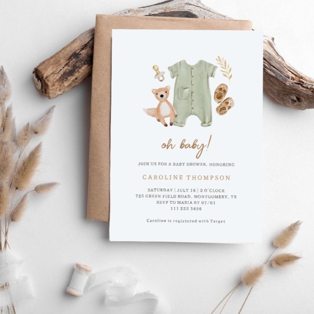 Boho Clothes Gender Neutral Baby Shower Invitation (Creator Uploaded)