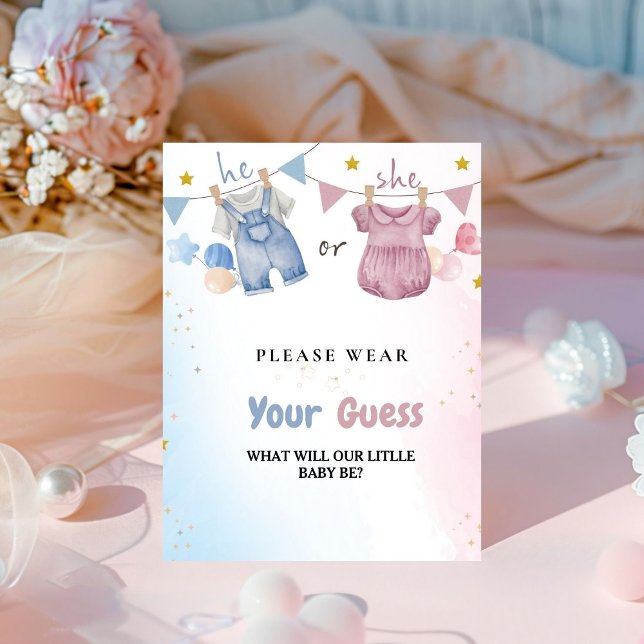 Boho Clothes Gender Reveal Wear your guess Sign  (Creator Uploaded)