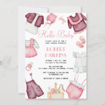Boho Clothes Girl Baby Shower Invitation