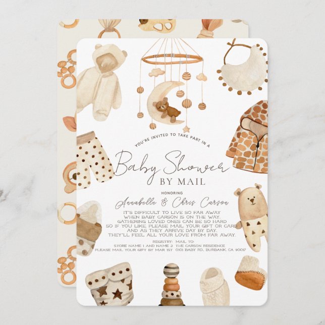 Boho Clothes Nursery Baby Shower by Mail Invitation (Front/Back)