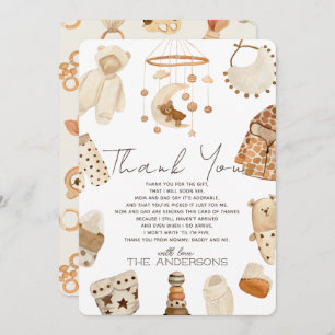 Boho Clothes Nursery Baby Shower Thank You Card