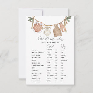 Boho Clothes Old WIves Tales Baby shower Game Card