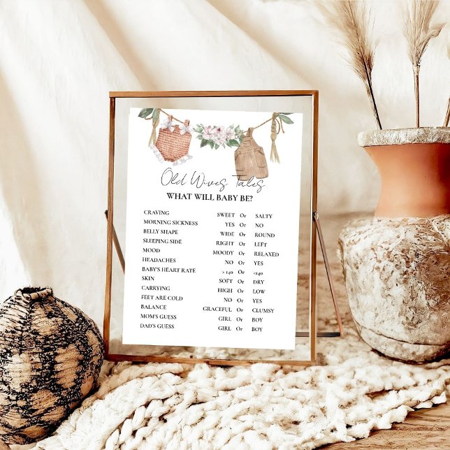 Boho Clothes Old WIves Tales Baby shower Game  Poster (Creator Uploaded)