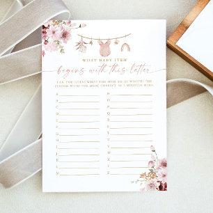 Boho Clothesline ABC Baby Shower Game Card