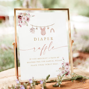 Boho Clothesline Baby Shower Diaper Raffle Sign