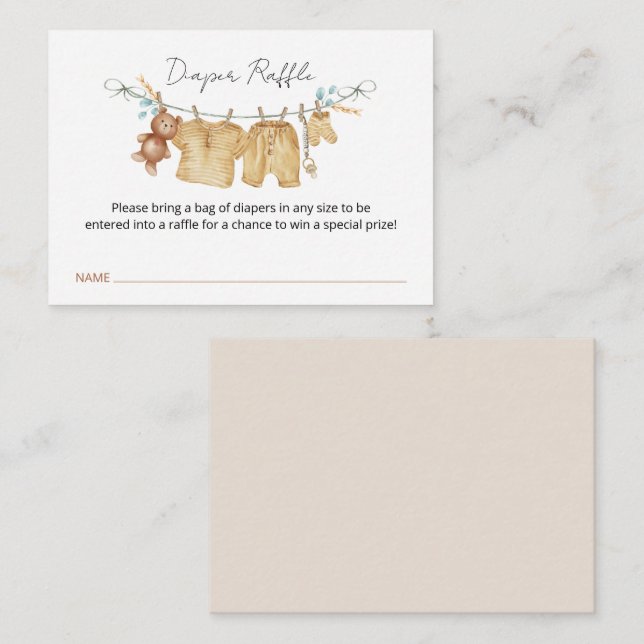 Boho Clothesline Baby Shower Raffle Card (Front/Back)