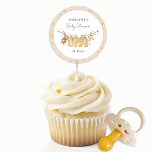 Boho Clothesline Baby Shower Round Sticker