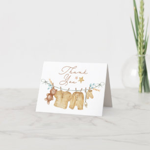 Boho Clothesline Baby Shower Thank You Card
