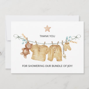 Boho Clothesline Baby Shower Thank You Card