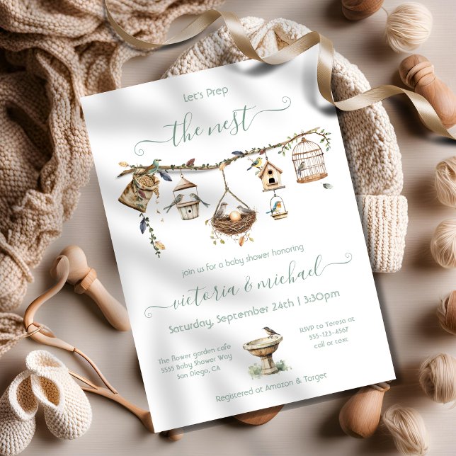 Boho Clothesline branch Prep Nesting Baby Shower Invitation (Creator Uploaded)