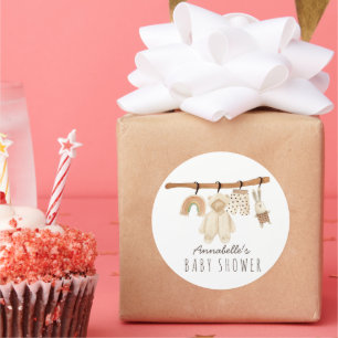 Boho Clothesline Gender Neutral Baby Shower Classic Round Sticker