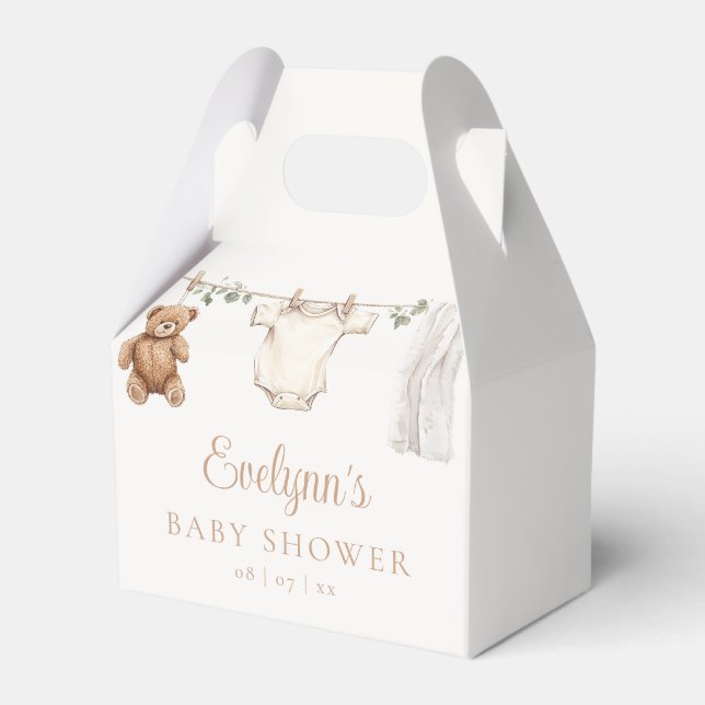 Boho Clothesline Gender Neutral Baby Shower Favour Box (Front Side)