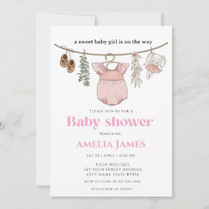  Boho Clothesline  Girl Baby Clothes  Baby Shower  Invitation