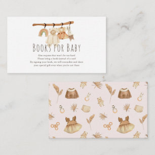 Boho Clothesline Girl Baby Shower Books for Baby Enclosure Card