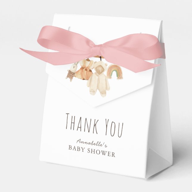 Boho Clothesline Girl Baby Shower Favour Box (Front Side)