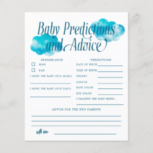 Boho Cloud Boy Baby Predictions & Advice Card